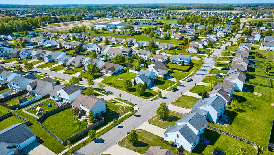 New construction homes aerial shot