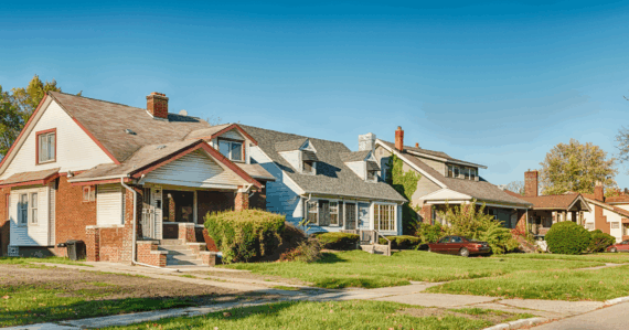 Exterior of a single-family rental property managed in Detroit by Marketplace Homes.